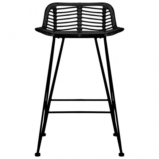 Baro kėdės, 2 vnt., juodos spalvos, ratanas