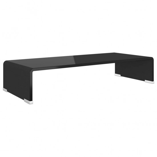 TV stovas/monitoriaus pakyla, juodas stiklas, 60x25x11 cm