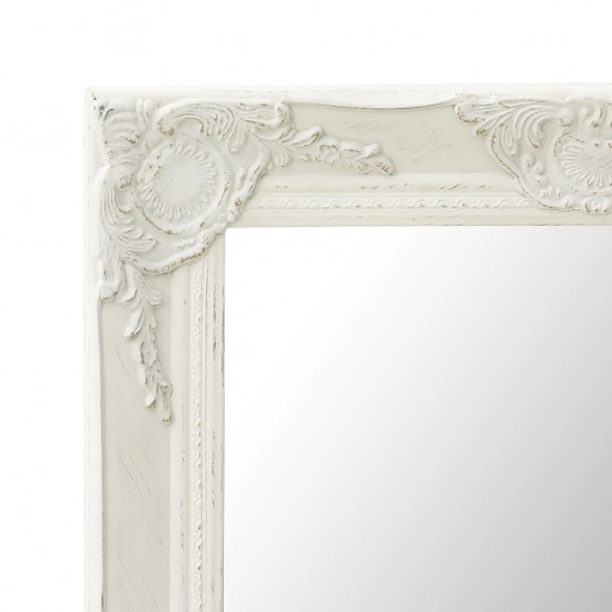 Sieninis veidrodis, baltas, 60x40cm, barokinis stilius
