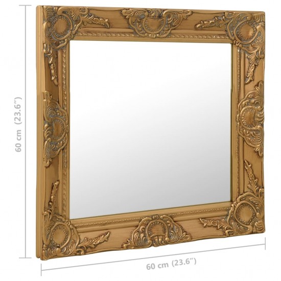 Sieninis veidrodis, aukso spalvos, 60x60cm, barokinis stilius