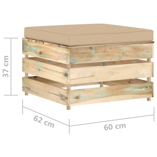 Modulinė sodo otomanė su pagalvėle, žalia, impregnuota mediena