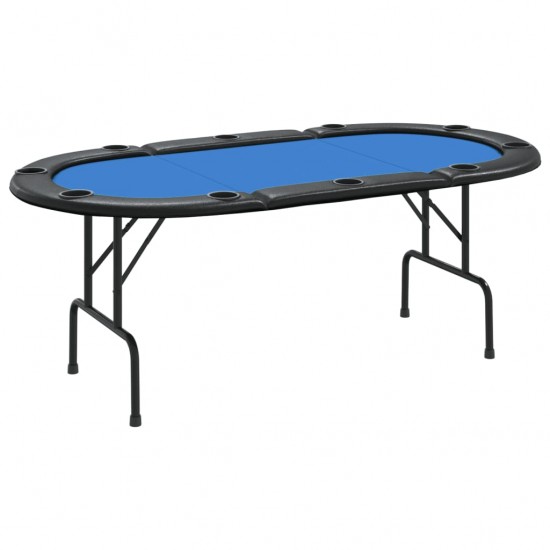 Sulankstomas pokerio stalas, mėlynas, 206x106x75cm, 10 žaidėjų