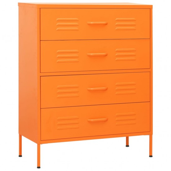Komoda su stalčiais, oranžinės spalvos, 80x35x101,5cm, plienas