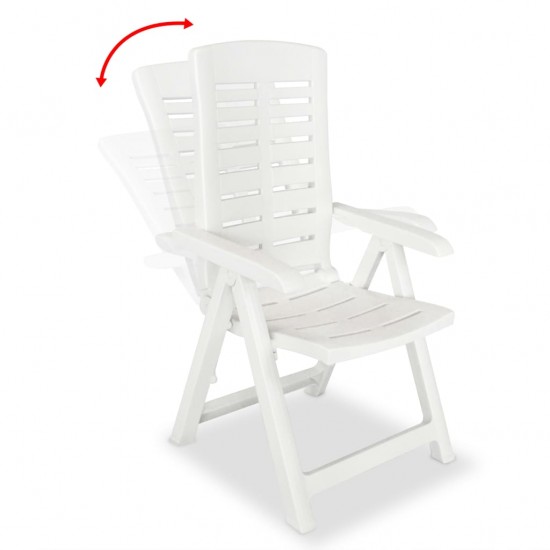 Atlošiamos sodo kėdės, 2 vnt., plastikas, balta spalva
