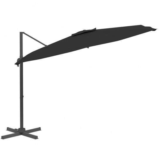 Gembės formos skėtis su LED, juodos spalvos, 400x300cm