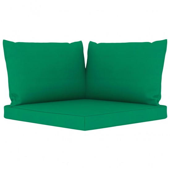 Trivietė sodo sofa su žaliomis pagalvėlėmis