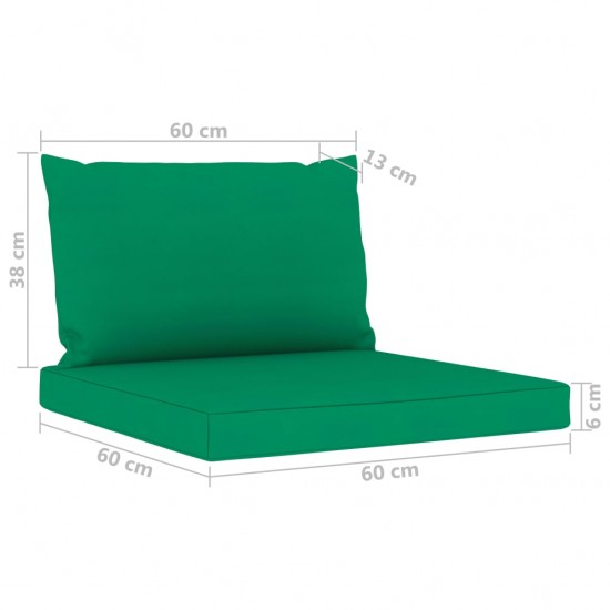 Trivietė sodo sofa su žaliomis pagalvėlėmis