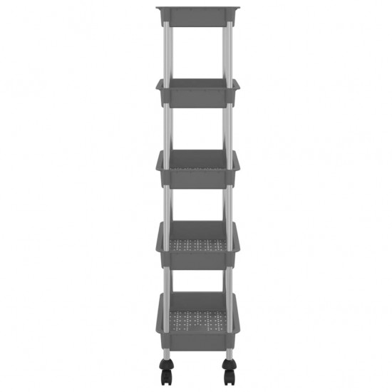 Virtuvės vežimėlis, 5 aukštų, pilkas, 42x29x128 cm, geležis/ABS