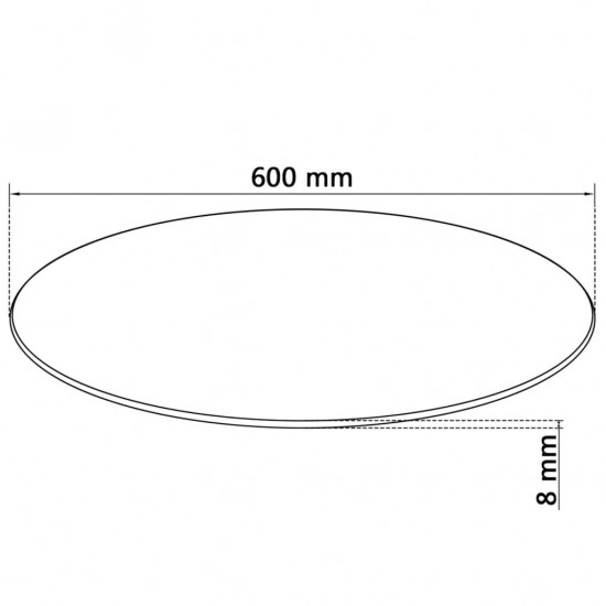 Stalviršis, grūdintas stiklas, apvalus, 600 mm