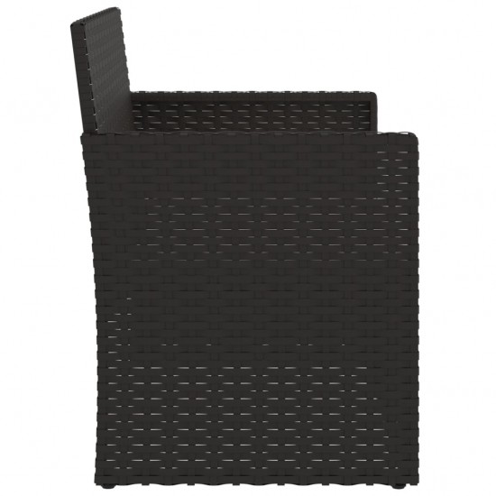 Sodo suoliukas su pagalvėlėmis, juodas, 105cm, poliratanas