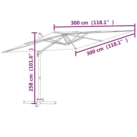 Gembės formos skėtis su aliuminiu stulpu, taupe, 300x300cm