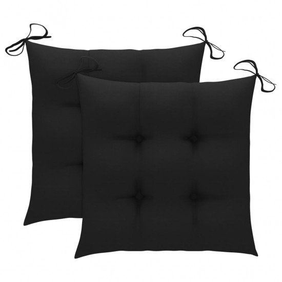 Sodo kėdės su juodomis pagalvėlėmis, 2vnt., tikmedžio masyvas