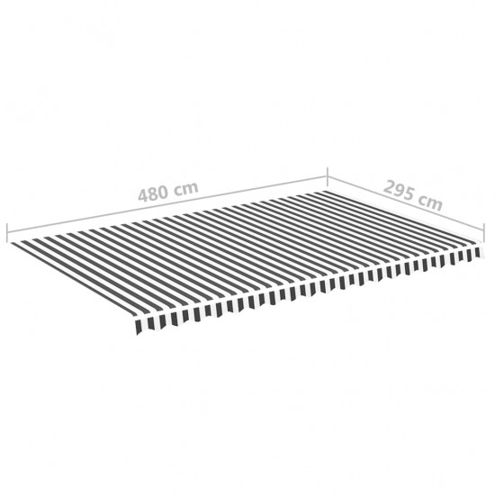 Pakaitinis audinys markizei, antracito ir baltos spalvos, 5x3 m