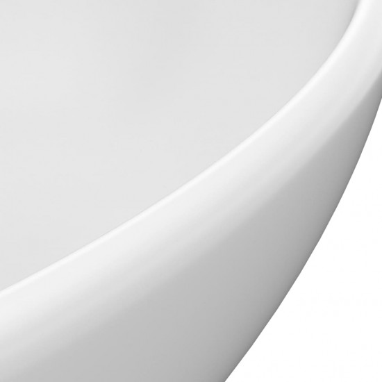 Prabangus praustuvas, matinis baltas, 40x33cm, keramika, ovalus