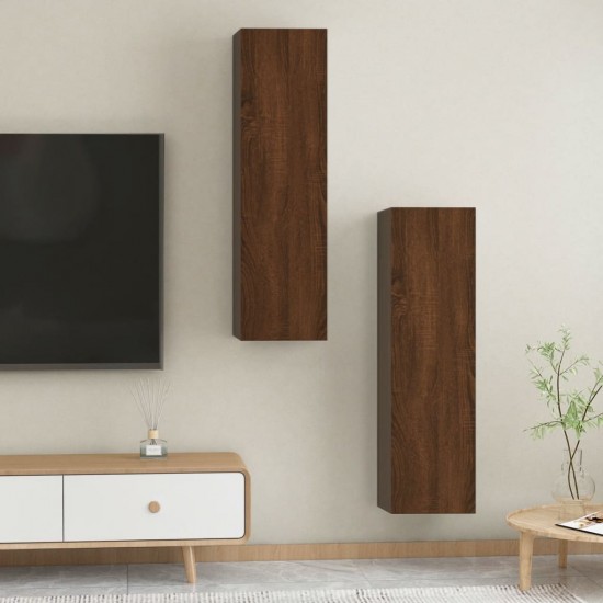 Sieninės TV spintelės, 2vnt., rudos ąžuolo, 30,5x30x110cm