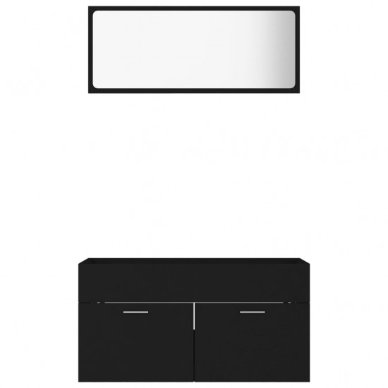 Vonios kambario baldų komplektas, 2 dalių, juodos spalvos, MDP