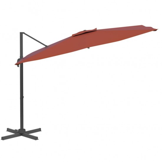 Gembės formos skėtis su aliuminiu stulpu, terakota, 400x300cm