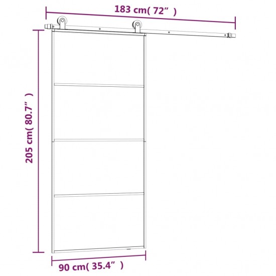 Stumdomos durys su įrangos rinkiniu, 90x205cm, ESG ir aliuminis