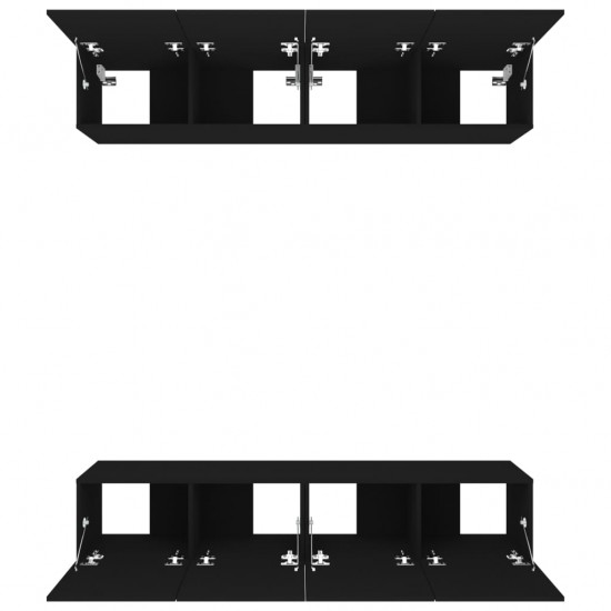 Televizoriaus spintelės, 4vnt., juodos, 80x30x30cm, mediena