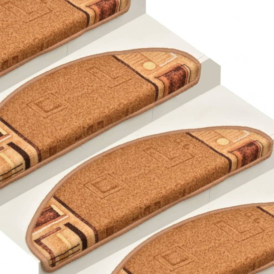 Lipnūs laiptų kilimėliai, 15vnt., smėlio spalvos, 65x21x4cm