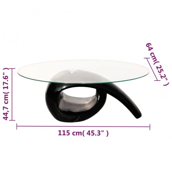 Kavos stal. su ovaliu stikl. stalviršiu, ypač blizgus, juodas