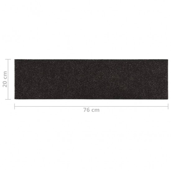 Lipnūs laiptų kilimėliai, 15vnt., rudi, 76x20cm, stačiakampiai