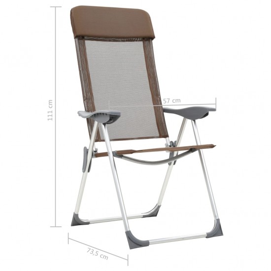 Sulankstomos kempingo kėdės, 2 vnt., rudos, aliuminis