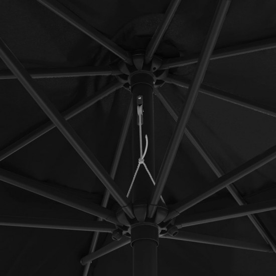 Lauko skėtis su metaliniu stulpu, juodos spalvos, 400cm