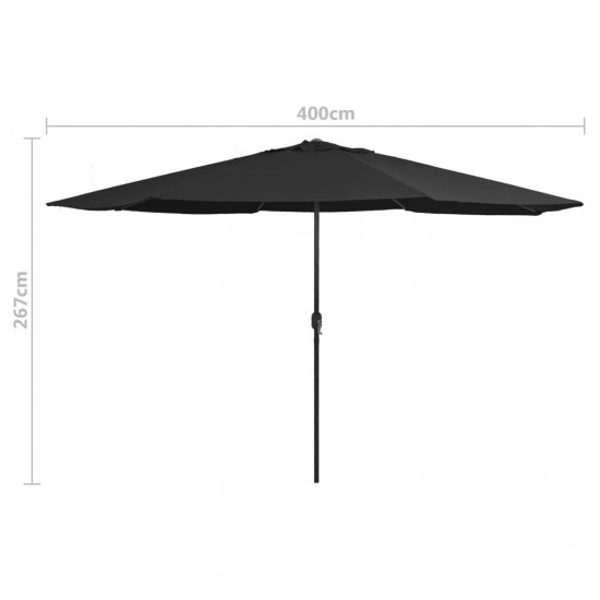 Lauko skėtis su metaliniu stulpu, juodos spalvos, 400cm
