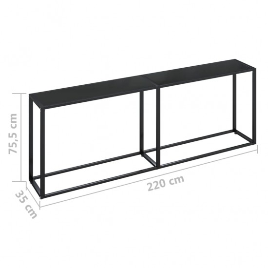 Konsolinis staliukas, juodas, 220x35x75,5cm, stiklas
