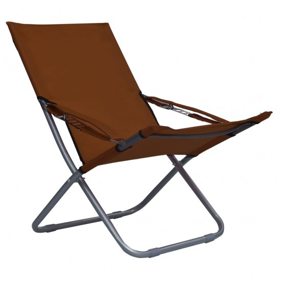 Sulankstomos paplūdimio kėdės, 2vnt., rudos spalvos, audinys