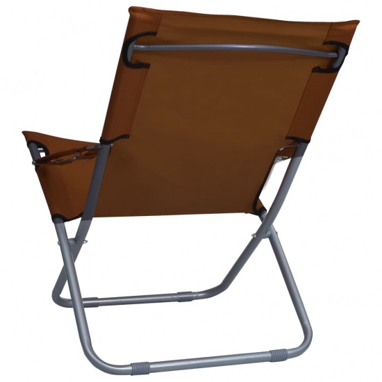Sulankstomos paplūdimio kėdės, 2vnt., rudos spalvos, audinys