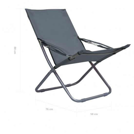 Sulankstomos paplūdimio kėdės, 2vnt., pilkos spalvos, audinys