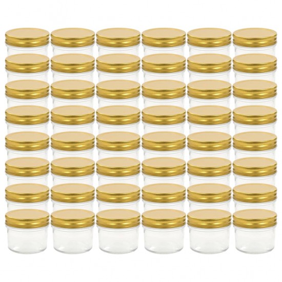 Stiklainiai uogienėms su auksiniais dangteliais, 48vnt., 110ml