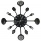 325163  Wall Clock with Spoon and Fork Design Black 40 cm Aluminium