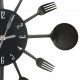 325163  Wall Clock with Spoon and Fork Design Black 40 cm Aluminium