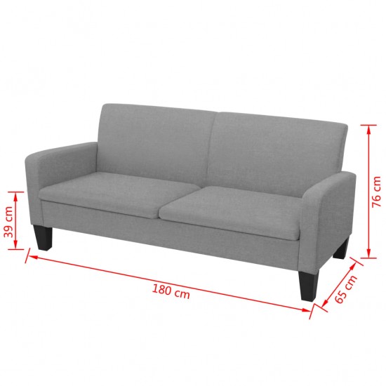 Trivietė sofa, 180x65x76, šviesiai pilka