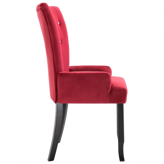 Valgomojo kėdė su porankiais, raudona, aksomas