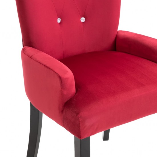 Valgomojo kėdė su porankiais, raudona, aksomas