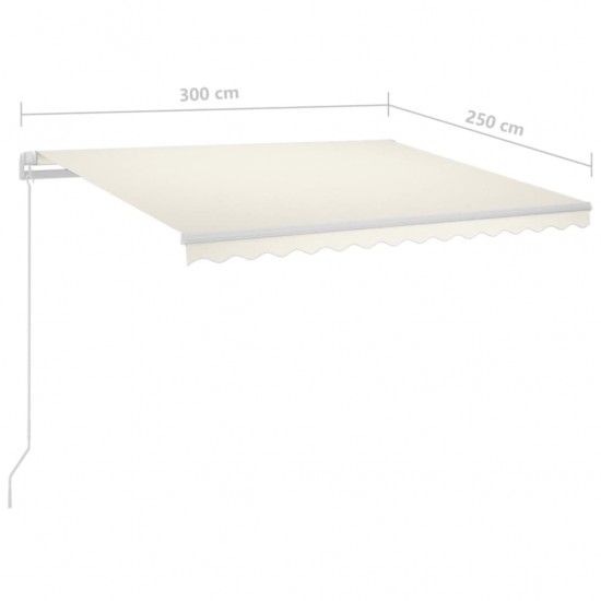 Automatinė markizė su LED/vėjo jutikliu, kreminė, 3x2,5m