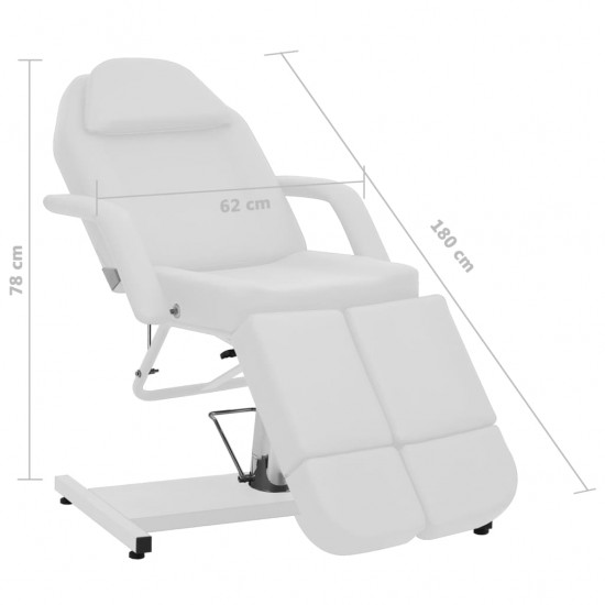 Kosmetologinė kėdė, baltos spalvos, 180x62x78cm, dirbtinė oda