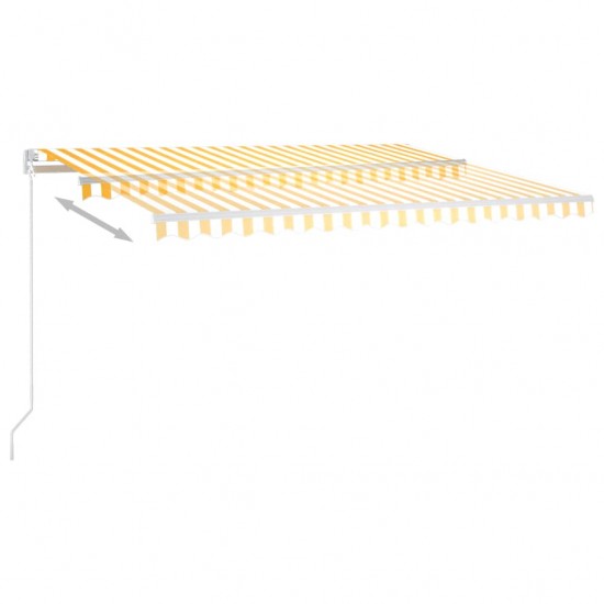 Automatinė markizė su LED/vėjo jutikliu, geltona/balta, 4x3m