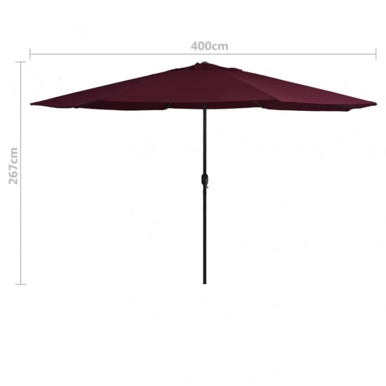 Lauko skėtis su metaliniu stulpu, tamsiai raudonas, 400cm