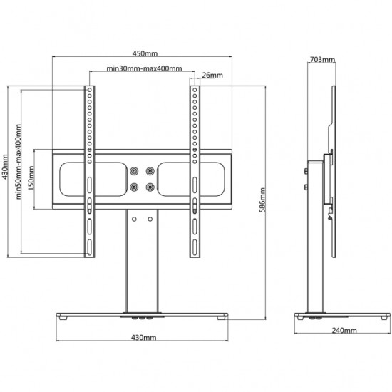 Televizoriaus Laikiklis su Pagrindu 400 x 400 mm