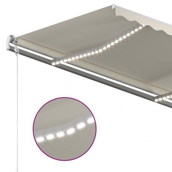 Automatinė markizė su LED/vėjo jutikliu, kreminė, 4x3m