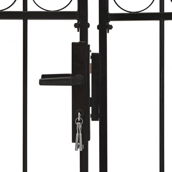 Dvigubi vartai ir arkiniu viršumi, juodi, 400x200cm, plienas