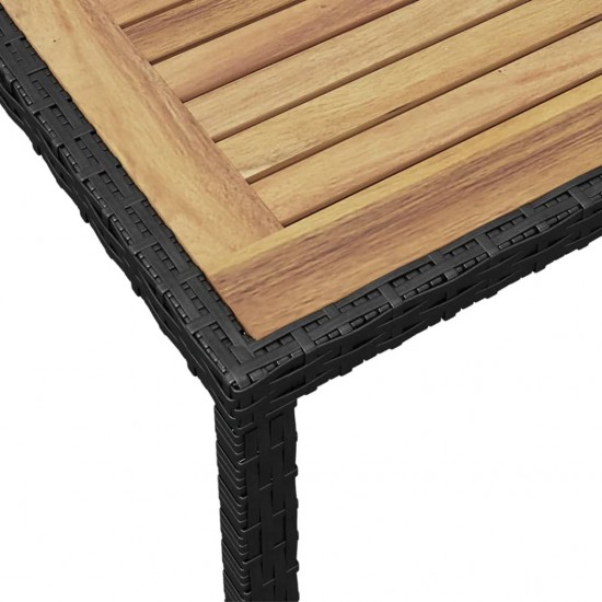 Sodo stalas, juodas ir rudas, 123x60x74cm, akacijos masyvas
