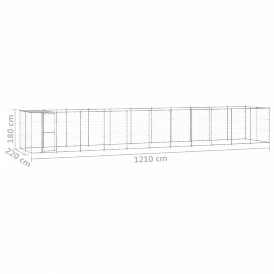 Lauko voljeras šunims su stogu, galvanizuotas plienas, 26,62m²