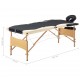 Sulankstomas masažo stalas, juodas ir smėlio, mediena, 3 zonų