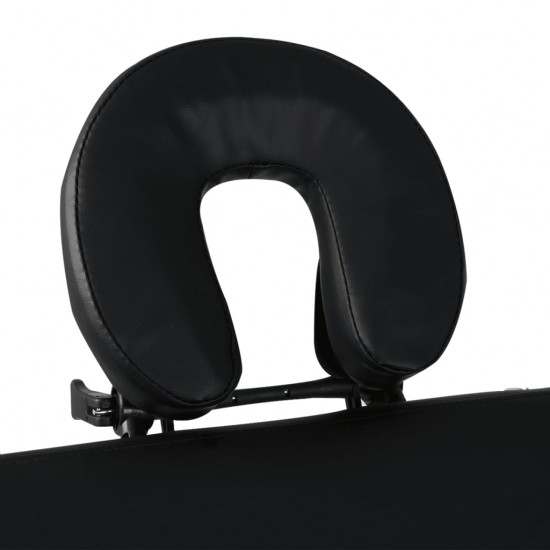 Sulankstomas masažo stalas, juodas, 4 zonų, su mediniu rėmu